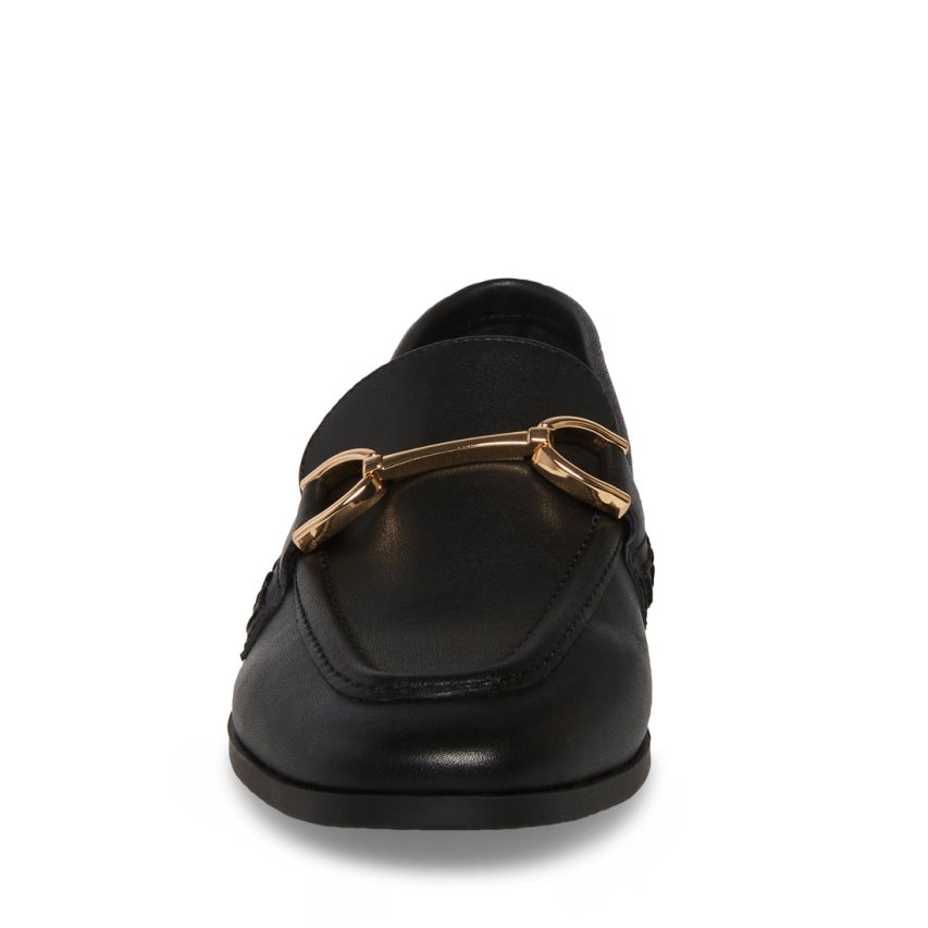 Black Steve Madden Carrine Leather Women's Loafers | UBKWI3605