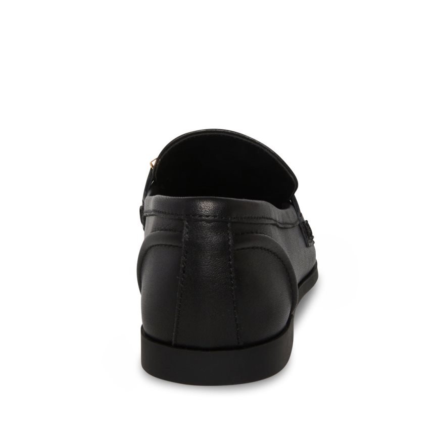 Black Steve Madden Carrine Leather Women's Loafers | UBKWI3605