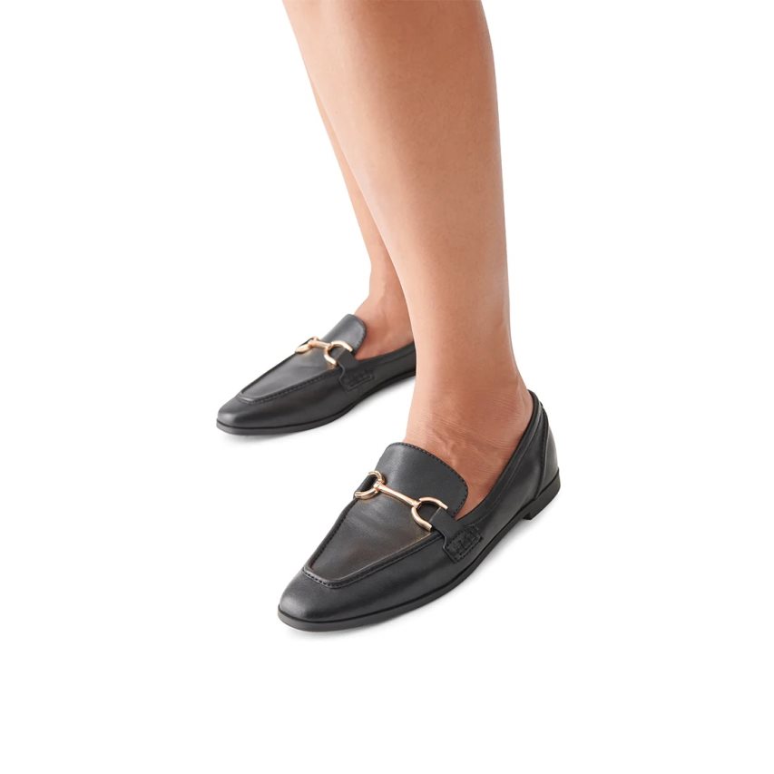 Black Steve Madden Carrine Leather Women's Loafers | UBKWI3605