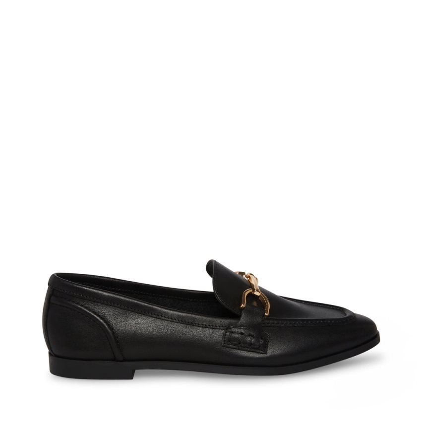 Black Steve Madden Carrine Leather Women\'s Loafers | UBKWI3605