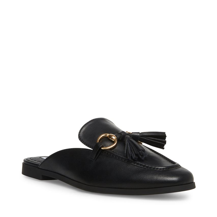 Black Steve Madden Cayler Leather Women's Mules | FKDNW9530