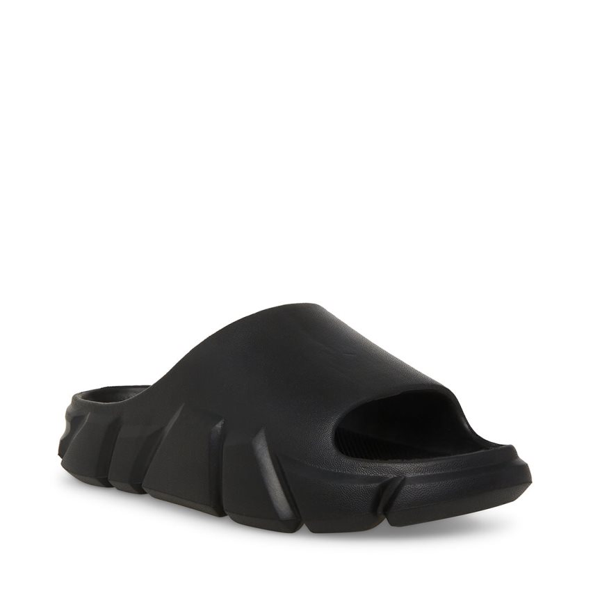 Black Steve Madden Charged Men's Slides | EFASD8945