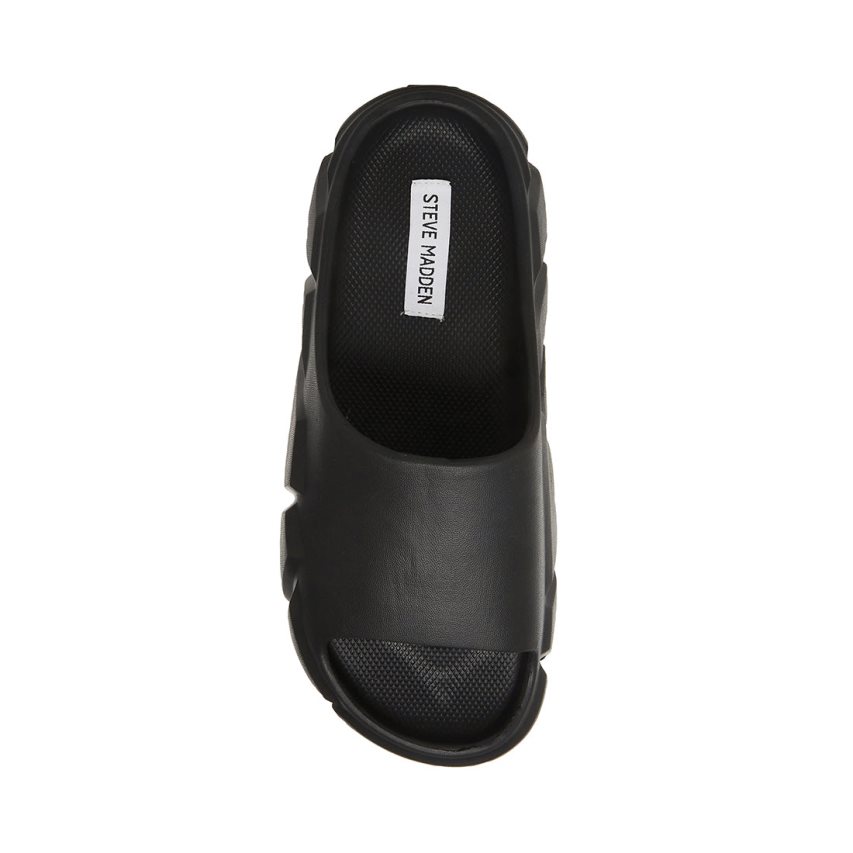 Black Steve Madden Charged Men's Slides | EFASD8945