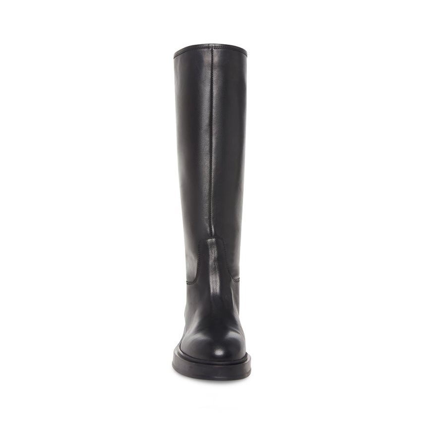 Black Steve Madden Claudia Leather Women's Knee-high Boots | VOBMZ1594