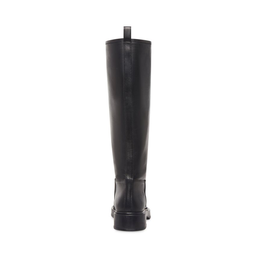 Black Steve Madden Claudia Leather Women's Knee-high Boots | VOBMZ1594