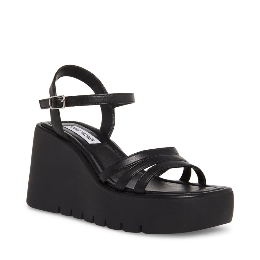 Black Steve Madden Dane Women's Platform Sandals | CZN12K6245