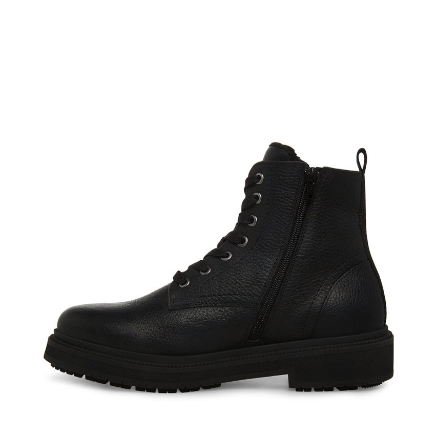 Black Steve Madden Denalii Leather Men's Ankle Boots | GEADC6471