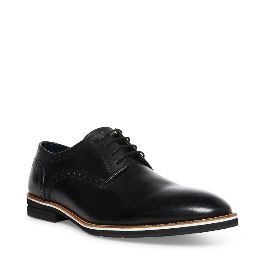 Black Steve Madden Derbyy Leather Men's Derby Shoes | JFES124612