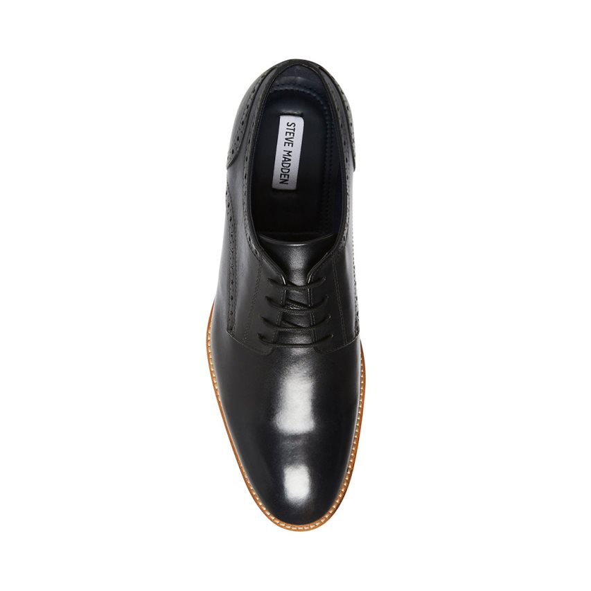 Black Steve Madden Derbyy Leather Men's Derby Shoes | JFES124612