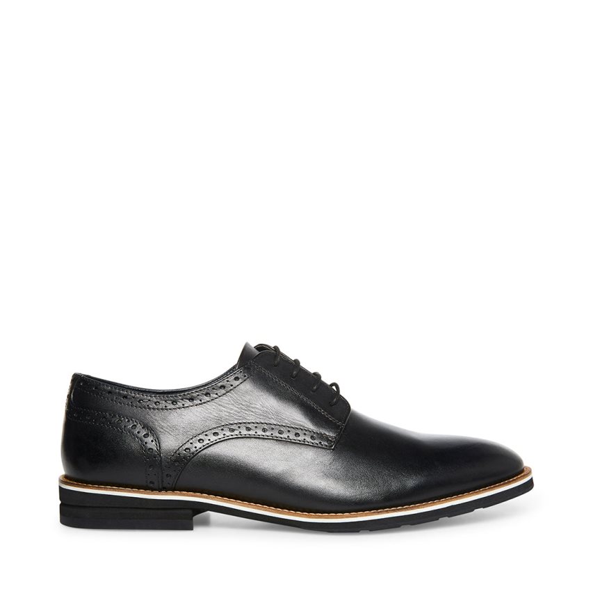 Black Steve Madden Derbyy Leather Men\'s Derby Shoes | JFES124612