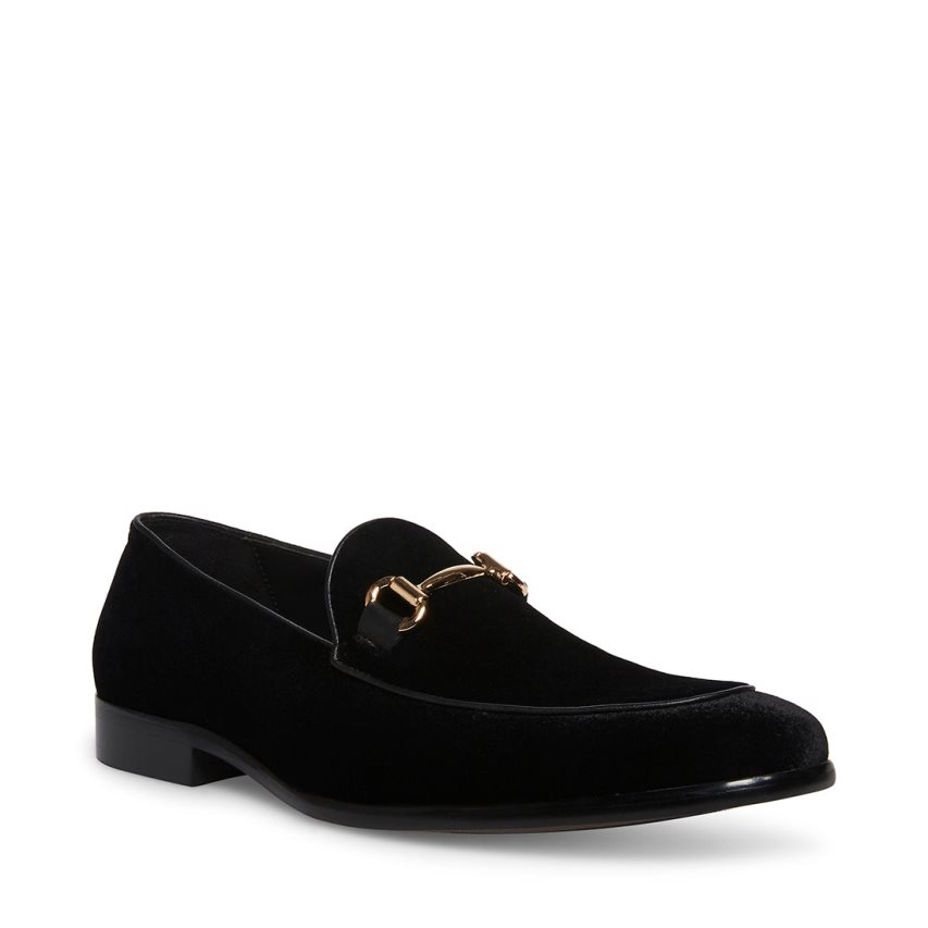 Black Steve Madden Diego-v Velvet Men's Loafers | WNVJO9846