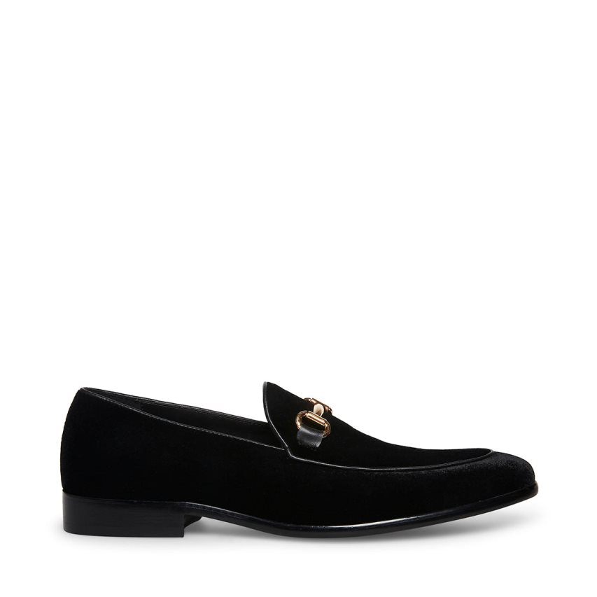 Black Steve Madden Diego-v Velvet Men\'s Loafers | WNVJO9846