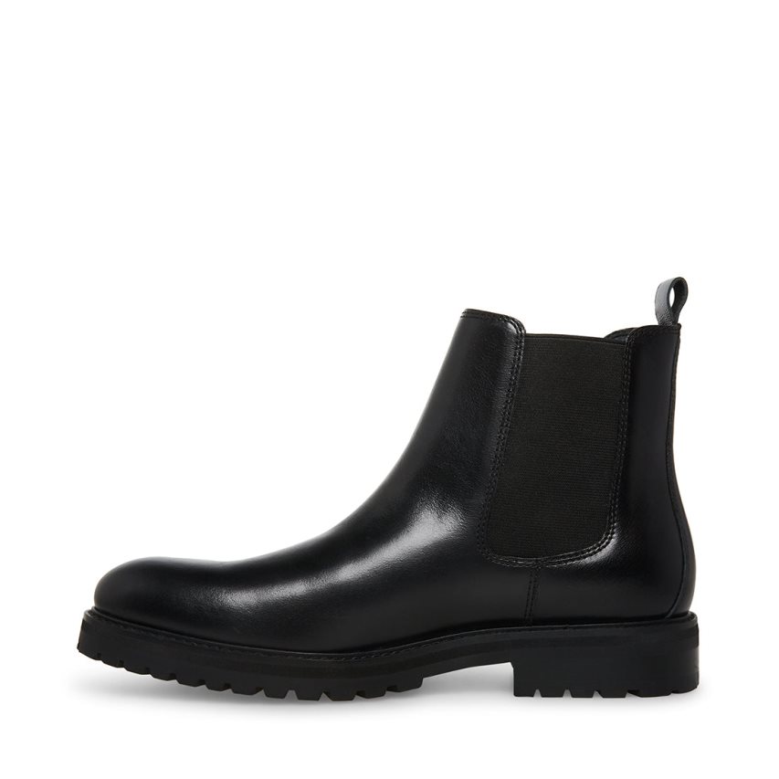 Black Steve Madden Duren Leather Men's Chelsea Boots | XZEOU1072