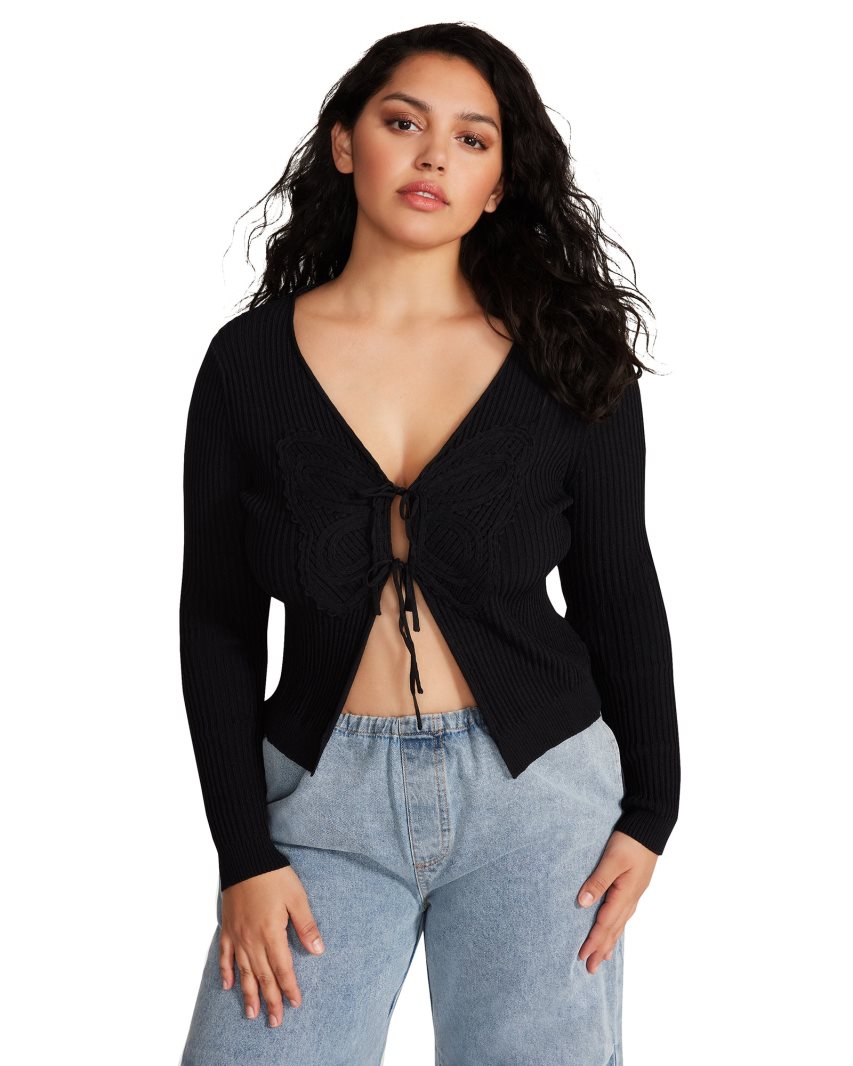 Black Steve Madden Emilia Women's Cardigan | ZWNTR6197