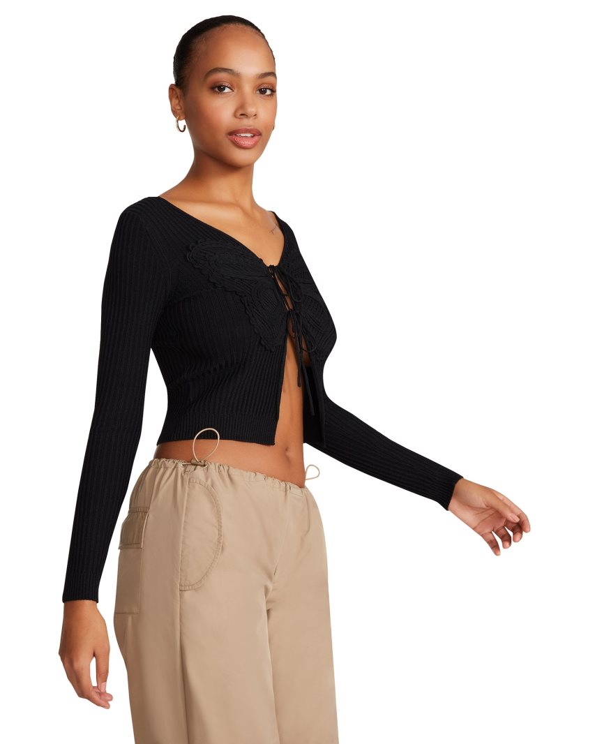 Black Steve Madden Emilia Women's Cardigan | ZWNTR6197