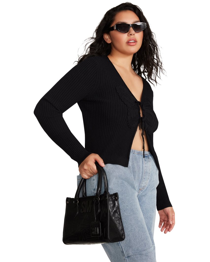 Black Steve Madden Emilia Women's Cardigan | ZWNTR6197