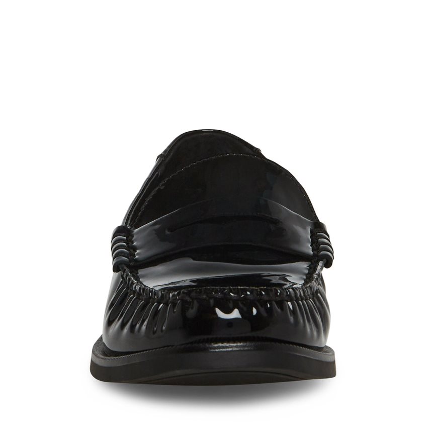 Black Steve Madden Emmet Patent Women's Loafers | VHCSP3895