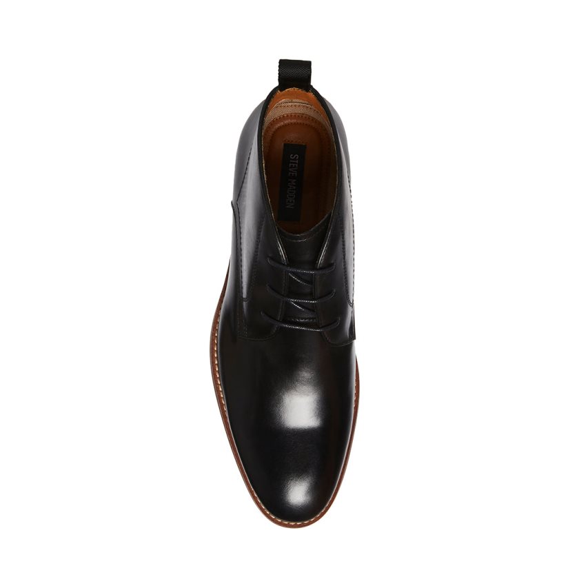 Black Steve Madden Favien Leather Men's Derby Shoes | VJWZE6794