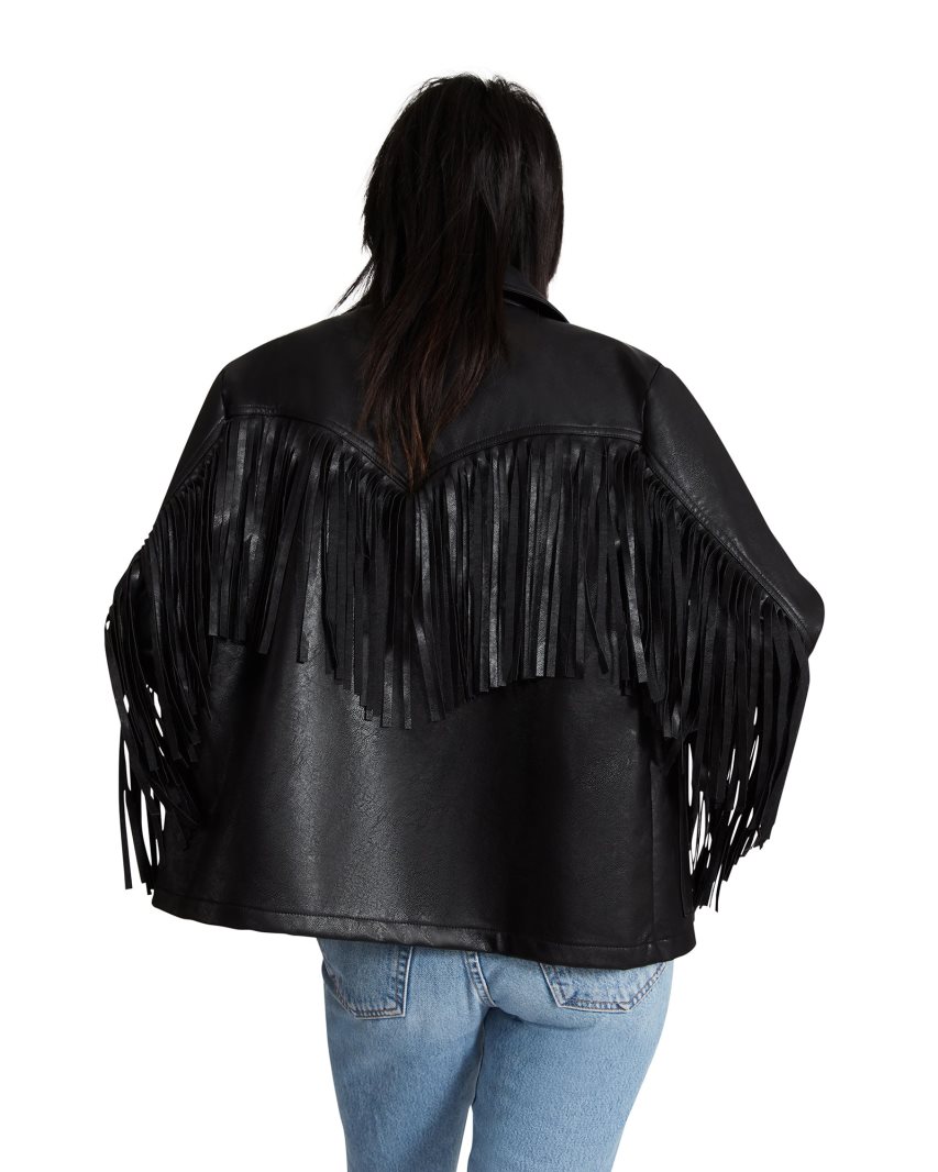 Black Steve Madden Fringe Women's Jackets | SVLCJ6895