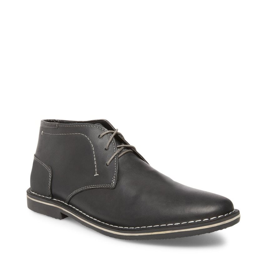 Black Steve Madden Harken Leather Men's Chukka Boots | CWIS127528