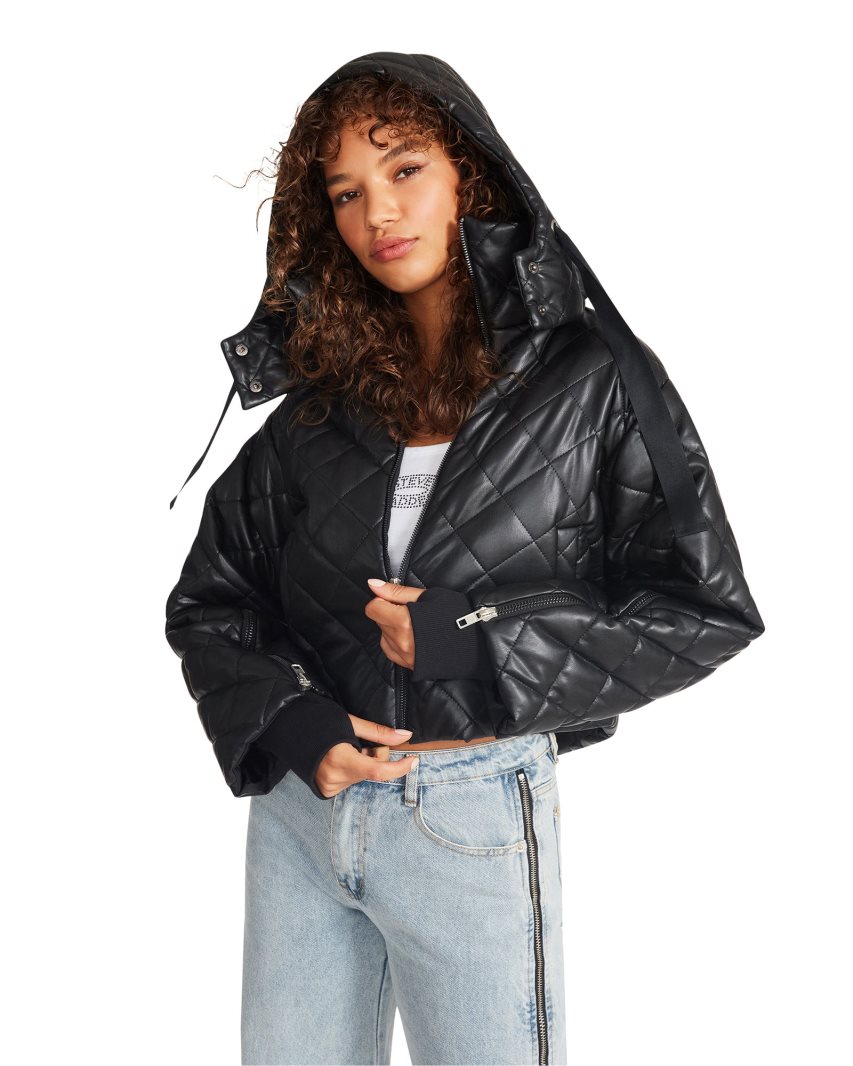 Black Steve Madden Hayle Women's Jackets | EXIOT2865