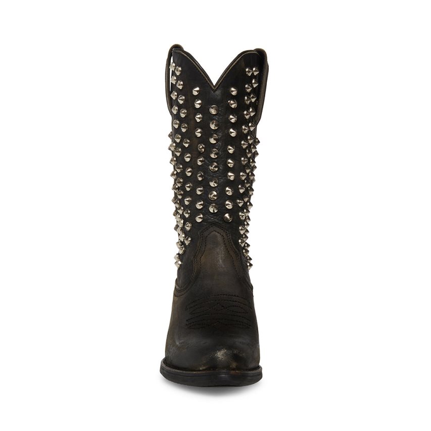 Black Steve Madden Hayward-s Distressed Women's High Boots | WFGHK3509