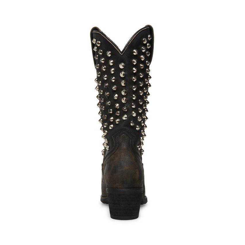 Black Steve Madden Hayward-s Distressed Women's High Boots | WFGHK3509