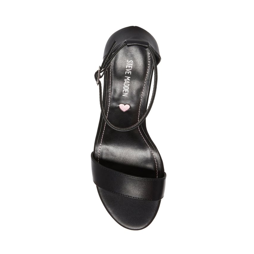 Black Steve Madden Jcarrson Smooth Kids' Heels Sandals | KOTIE7236