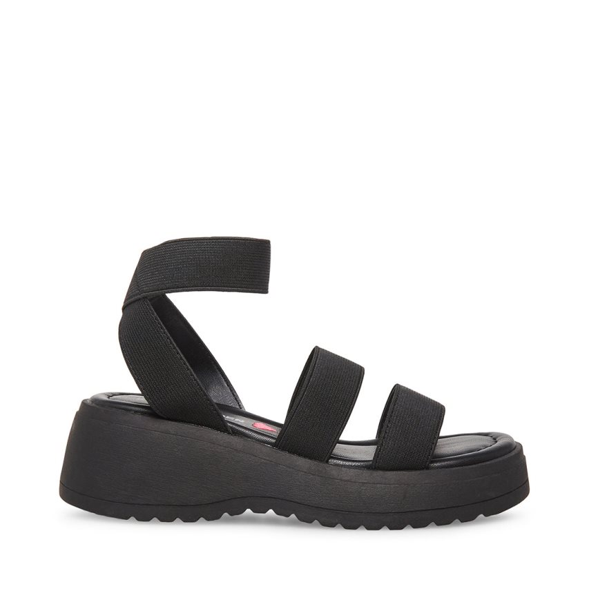 Black Steve Madden Jsammie Kids\' Platform Sandals | JWSNV0418