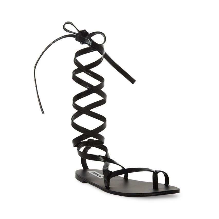 Black Steve Madden Kala Women's Flat Sandals | SBGTX2908