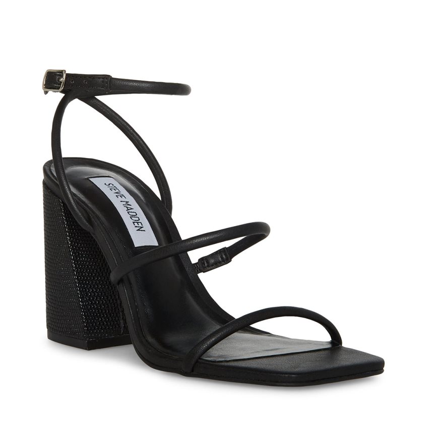 Black Steve Madden Kinsley Women's Heels Sandals | KJMLG0438