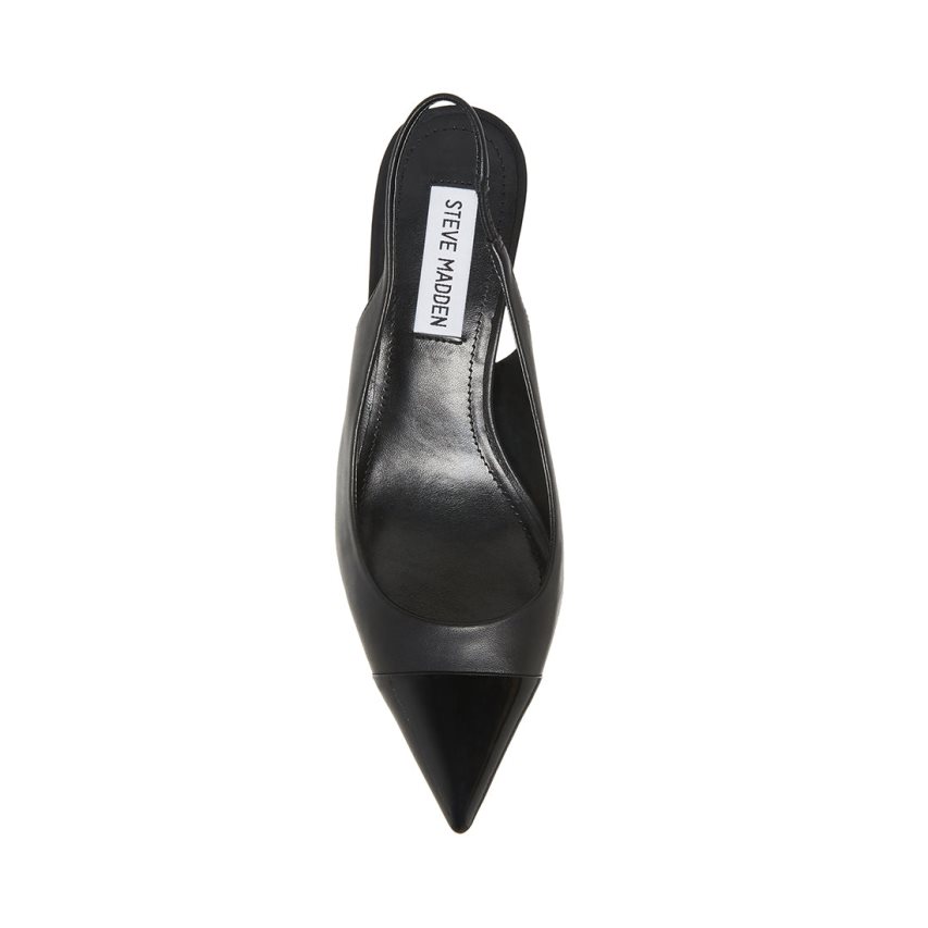 Black Steve Madden Kling Leather Women's Heels | SZKAL4705