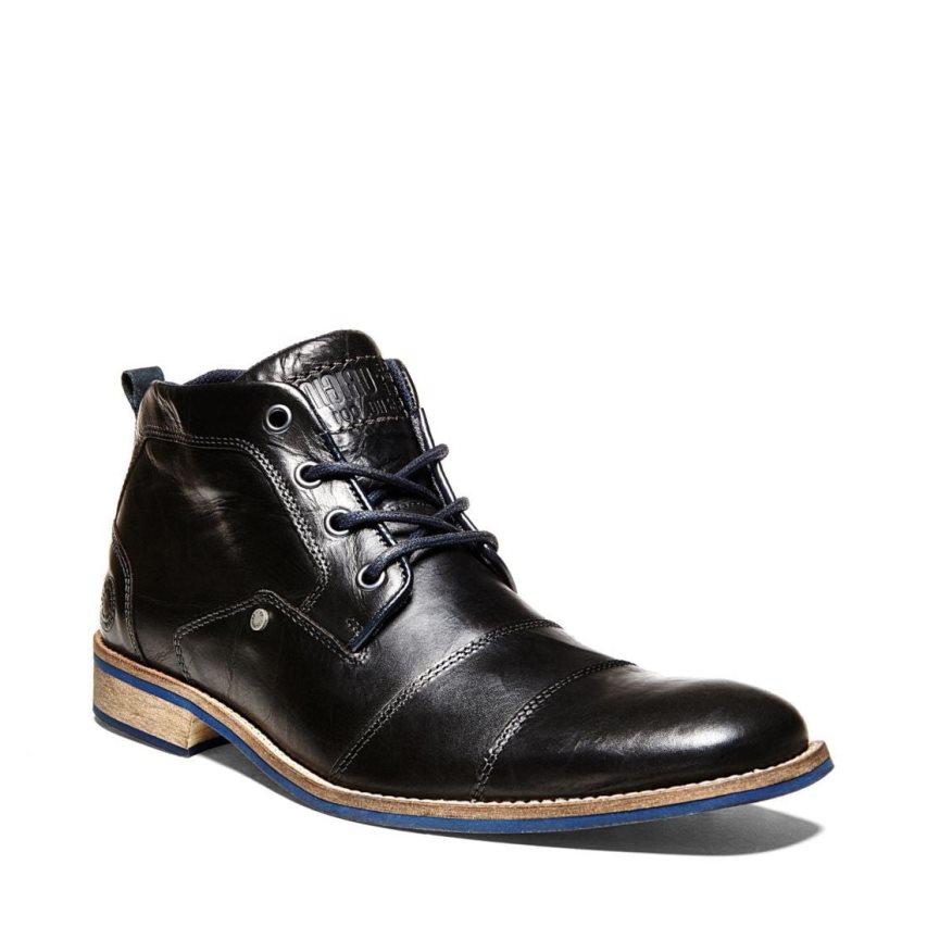 Black Steve Madden Kramerr Leather Men's Chukka Boots | SPIRA3718