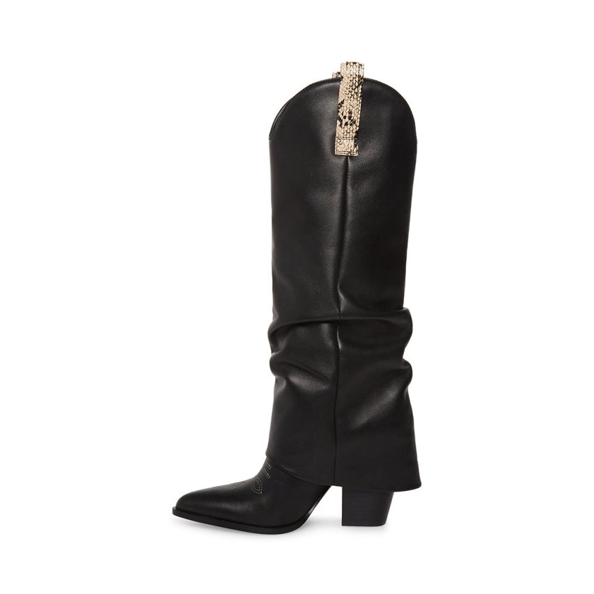 Black Steve Madden Lassy Leather Women's Knee-high Boots | HKLBI6843