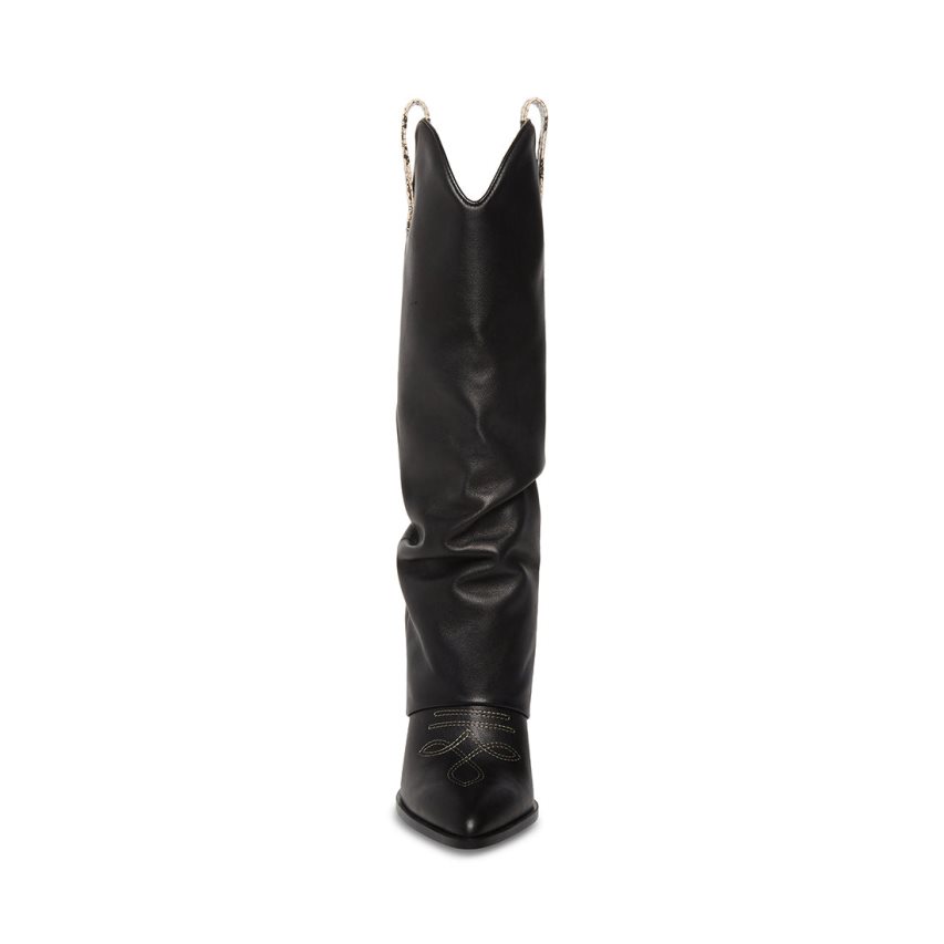 Black Steve Madden Lassy Leather Women's Knee-high Boots | HKLBI6843