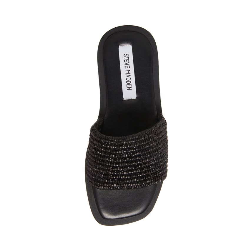 Black Steve Madden Leigh Women's Slides | NFMGB3198