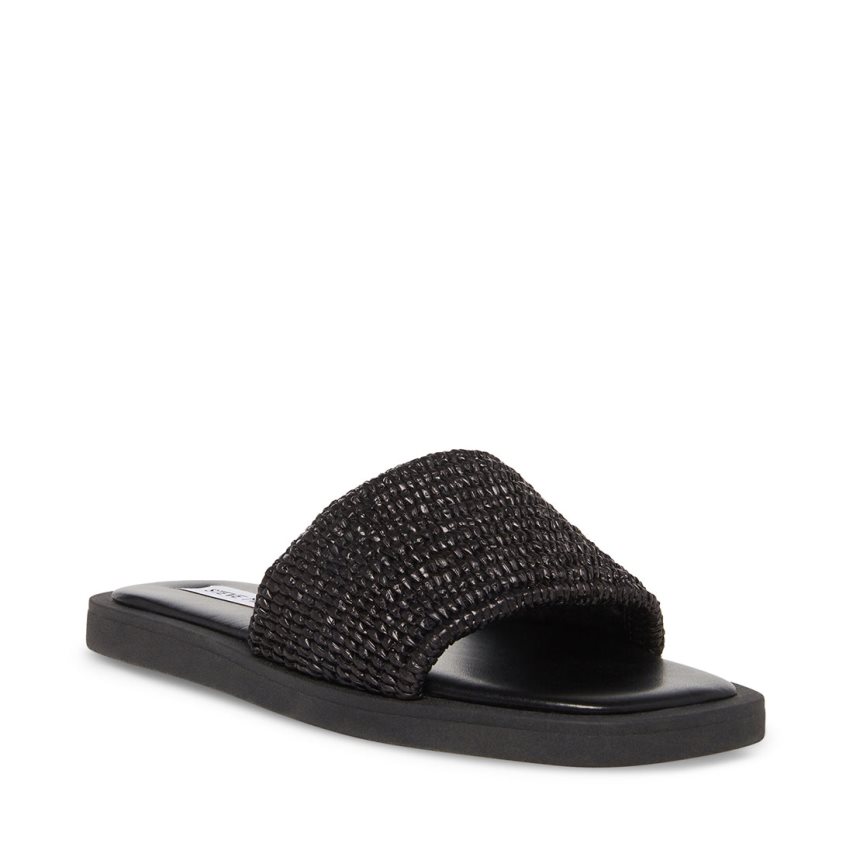 Black Steve Madden Leigh Women\'s Slides | NFMGB3198