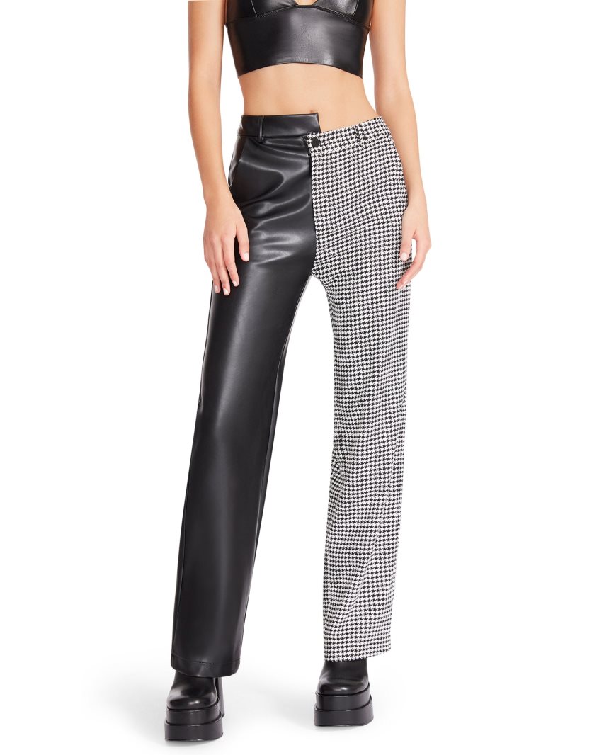 Black Steve Madden Mackenzie Houndstooth Women's Pants | HNXVC5496