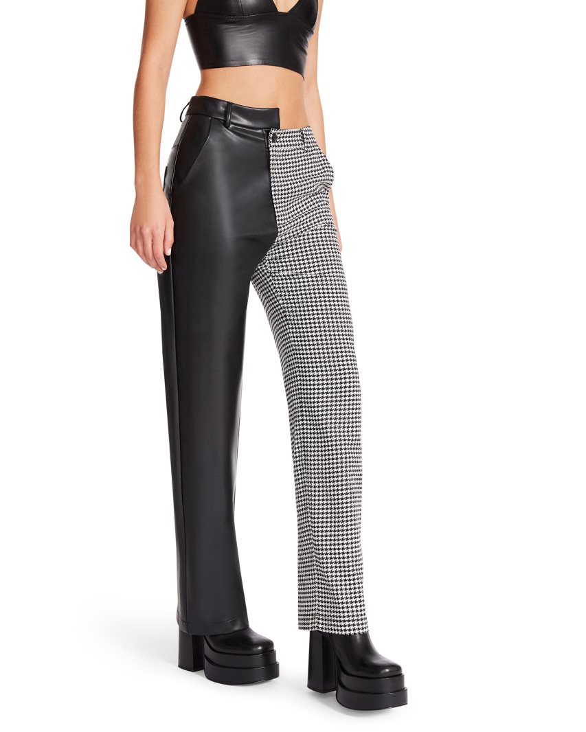 Black Steve Madden Mackenzie Houndstooth Women's Pants | HNXVC5496