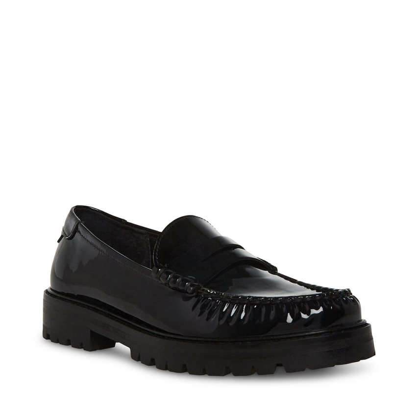 Black Steve Madden Madelyn Patent Women's Loafers | WPUCS6510