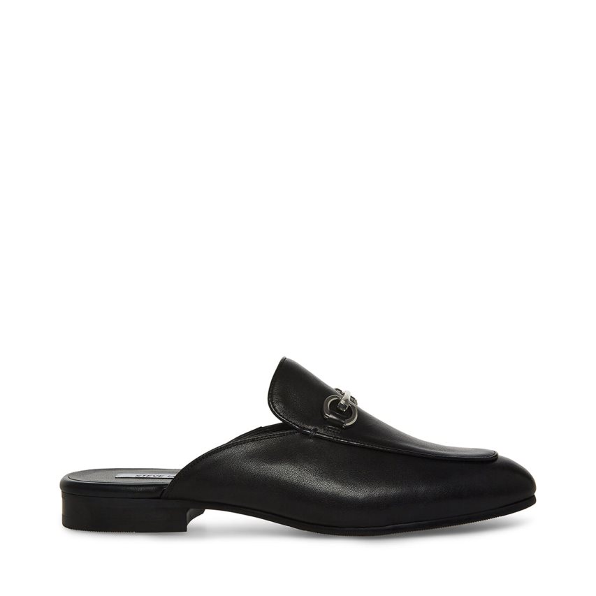 Black Steve Madden Mateo Leather Men\'s Mules | TWSPE7825