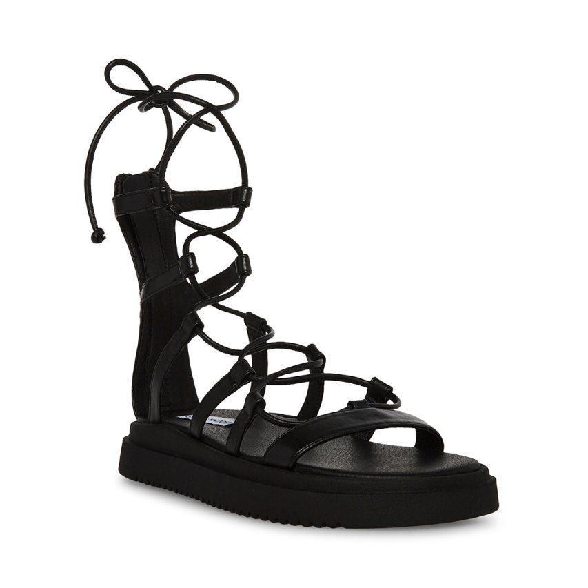 Black Steve Madden Mel Women's Platform Sandals | TVI12H2137