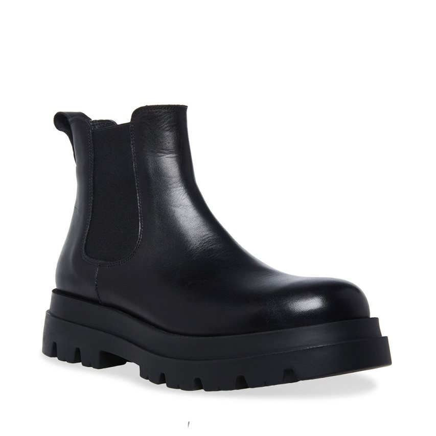 Black Steve Madden Meta Leather Men's Chelsea Boots | HUIES0941