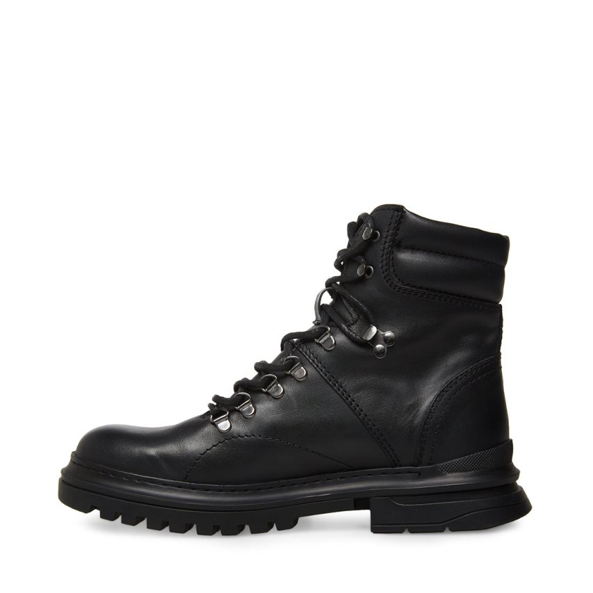 Black Steve Madden Monty Leather Men's Ankle Boots | 12FUYC4978