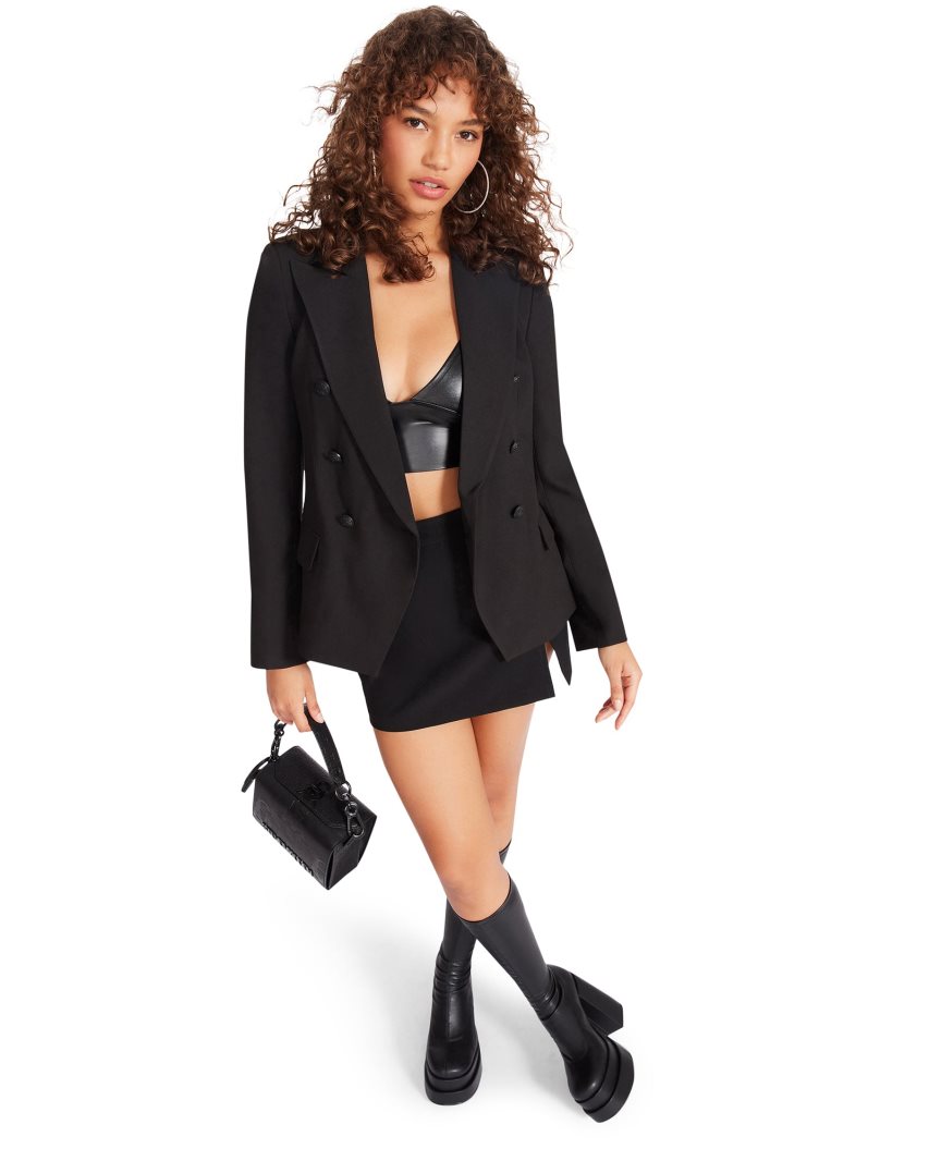 Black Steve Madden Naomi Women's Blazers | HJDYK3561