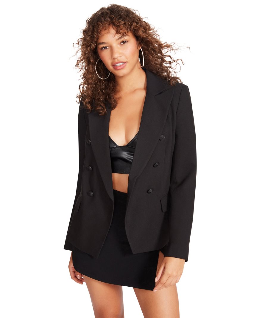 Black Steve Madden Naomi Women's Blazers | HJDYK3561