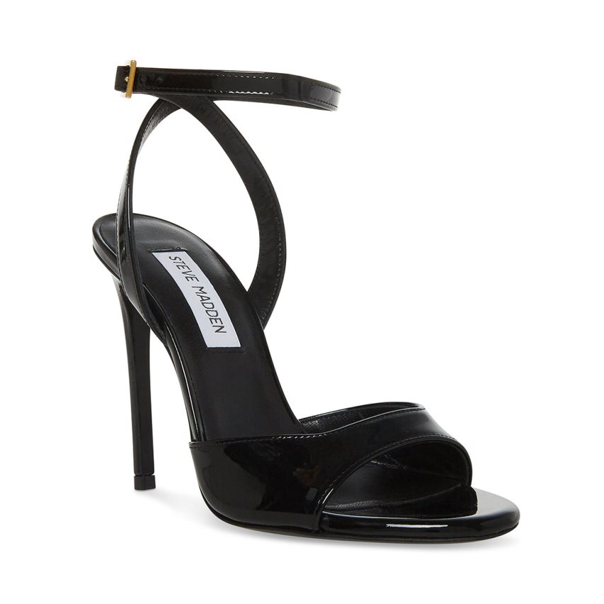 Black Steve Madden Naryssa Patent Women's Heels Sandals | YSWNK2793