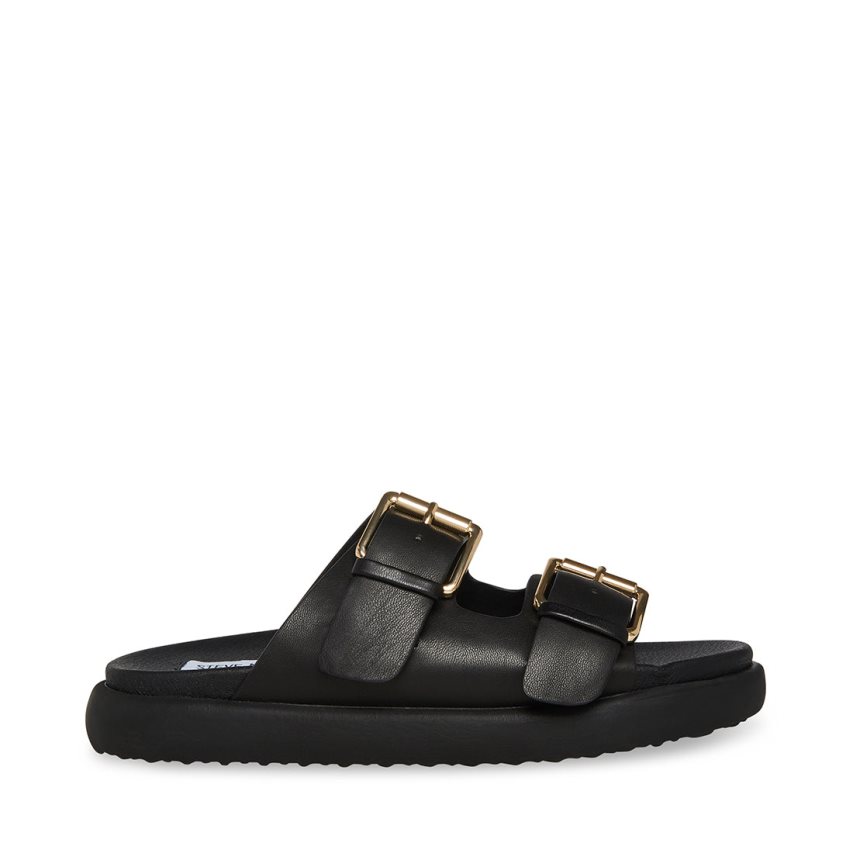 Black Steve Madden Nevara Women's Slides | WOFMJ2786