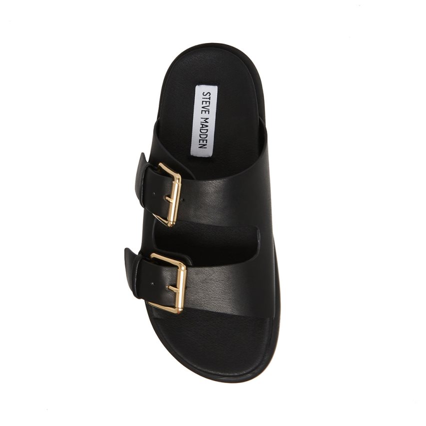 Black Steve Madden Nevara Women's Slides | WOFMJ2786