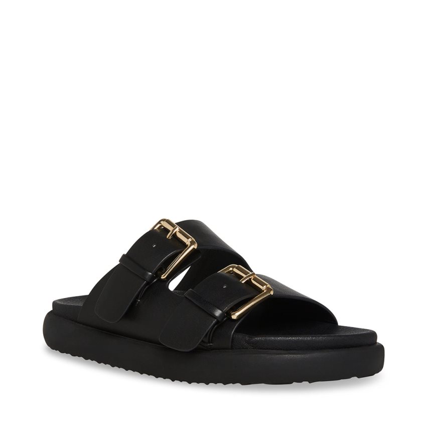 Black Steve Madden Nevara Women\'s Slides | WOFMJ2786